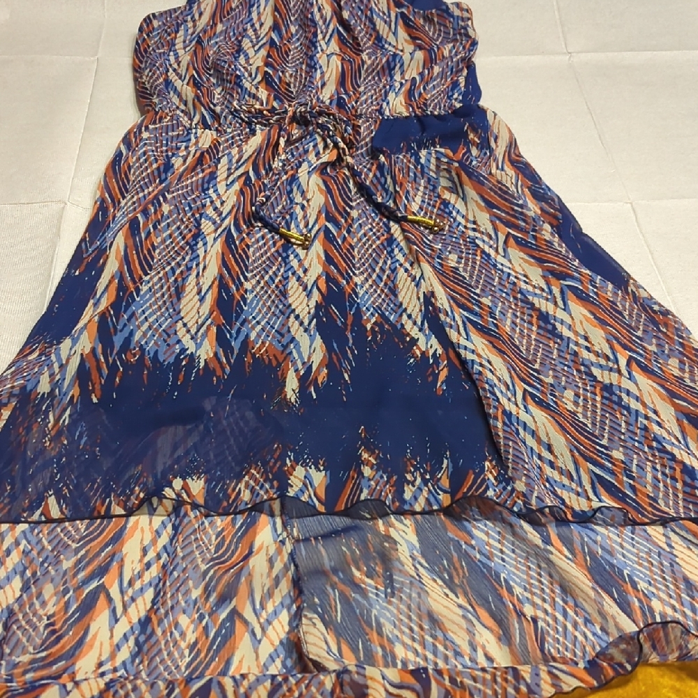 Dress Barn Blue and Orange Maxi Dress